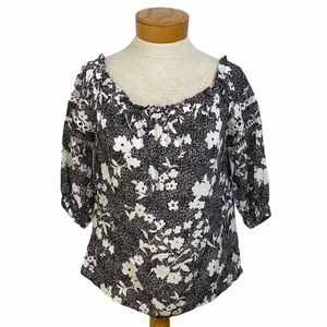 Michael Kors Black and White Floral Top